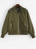 Quilted Faux Shearling Collar Zip Up Coat Xl Green