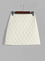 Quilted Mini Skirt L Light coffee