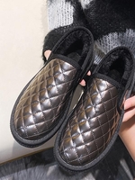 Quilted Padded Design Thermal Warm Fleece Lined Slipper Flats