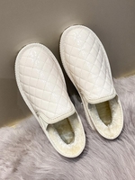 Quilted Padded Design Thermal Warm Fleece Lined Slipper Flats