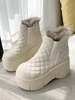 Quilted Padded Platform Fleece Lined Warm Thermal Winter Snow Boots