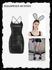 Rabbit Ears Hairband and Halloween Tights and Cami Dress Set Black