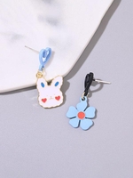 Rabbit Flower Asymmetrical Earrings