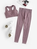 Racer Back Crop Tank Top With High Rise Leggings Dots Gym Yoga Sports Set S Light purple