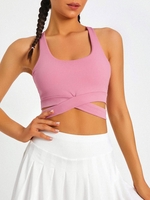 Racerback Criss Crosss Sport Yoga Bra L Light pink