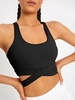 Racerback Criss Crosss Sport Yoga Bra M Black