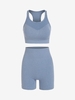 Racerback Heathered Scrunch Butt Sports Shorts Set L Light sky blue
