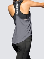 Racerback Letter Printed Sports Tank Top S Gray