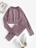 Raglan Long Sleeves Tee With High Rise Leggings Dots Gym Yoga Sports Set M Light purple