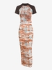 Raglan Sleeve Baby Tee With Ruched Mesh Slinky Skirt Tie Dye Set