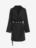 Raglan Sleeve Belted Longline Trench Coat M Black