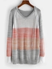 Raglan Sleeve Colorblock Pointelle Knit Sweater S Gray