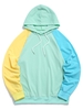 Raglan Sleeve Colorblock Spliced Drawstring Hoodie 2xl Medium turquoise