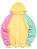 Raglan Sleeve Colorblock Spliced Drawstring Hoodie Xl Yellow