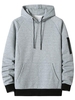 Raglan Sleeve Front Pocket Plaid Emboss Hoodie Xxl Light gray