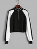 Raglan Sleeve Half Zip Colorblock Jumper Sweater White
