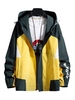 Raglan Sleeve Hooded Colorblock Zip Up Jacket 2xl Bright yellow