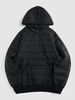 Raglan Sleeve Kangaroo Pocket Hooded Pullover Padded Jacket L Black