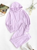 Raglan Sleeve Kangaroo Pocket Two Piece Pants Set M Light purple