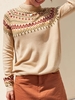 Raglan Sleeve Mock Neck Geo Sweater L Light coffee