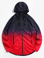 Raglan Sleeve Ombre Zip Up Hoodie Jacket 2xl Red