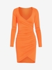 Raglan Sleeve Plunging Tulip Dress L Orange