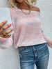 Raglan Sleeve Rainbow Heathered Sweater L