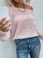 Raglan Sleeve Rainbow Heathered Sweater L