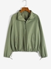 Raglan Sleeve Toggle Drawstring Half Zip Windbreaker Sweatshirt L Light green