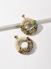Retro Colorful Beading Hoop Earrings