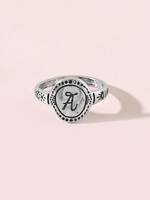 Retro Engraved Letter Ring