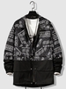 Retro Ethnic Paisley Pattern Button Fly Jacket Xl Black