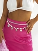 Retro Face Characters Pattern Embossment Faux Pearl Double-layer Waist Chain Belt