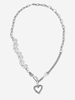 Retro Faux Pearl and Chain Spliced Heart Pendant Necklace