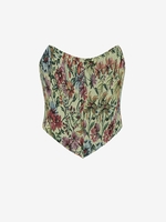 Retro Floral Corset-style Lace Up Tube Top M