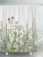 Retro Flower Pattern Shower Curtains