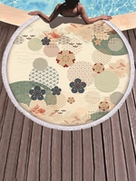 Retro Flowers Pattern Beach Towel