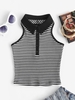 Retro Halter Striped Knitted Baby Polo Tank Top M Black