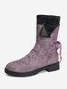 Retro Knitted Spliced Design Back Lace-up Fleece-lined Calf Boots
