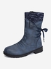 Retro Knitted Spliced Design Back Lace-up Fleece-lined Calf Boots