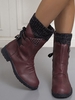 Retro Knitted Spliced Design Back Lace-up Fleece-lined Calf Boots