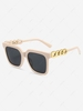 Retro Large Square Frame Metal Chain Decorative Sunglasses
