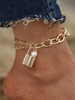 Retro Lock and Bead Pendant Chain Anklet