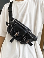 Retro Metal Buckle Design PU Leather Couple Sling Bag