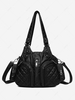 Retro Multi-pocket Zippered Shoulder Bag