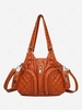 Retro Multi-pocket Zippered Shoulder Bag