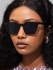 Retro Solid Squared Sunglasses