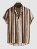 Retro Striped Print Button Thin Shirt Xl
