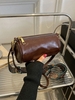Retro Style Solid Color PU Leather Knit Embroidery Strap Cylinder Bag