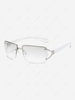 Retro Y2K Rhinestone Decor Square Rimless Sunglasses